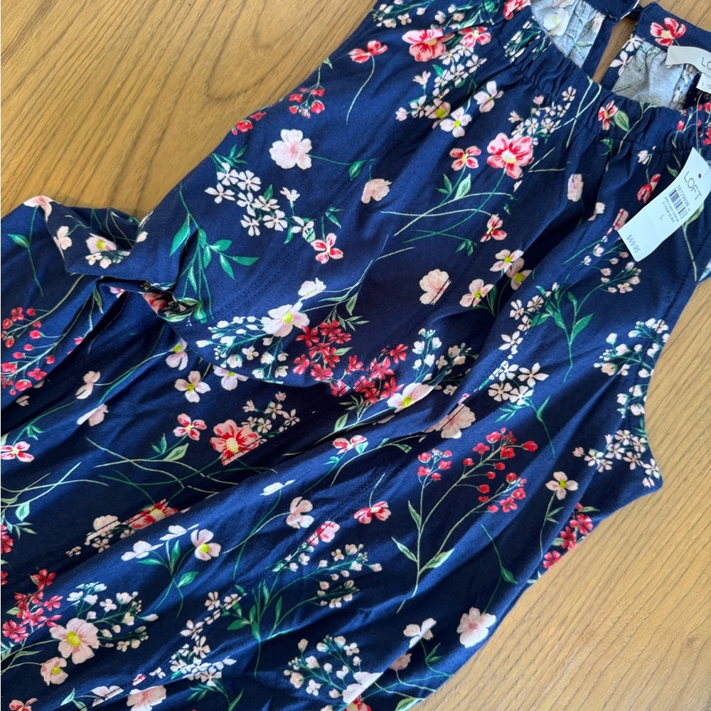 LOFT Floral Navy Tank Top